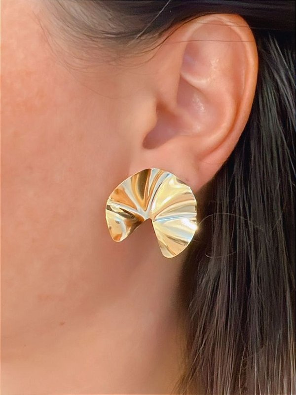Brinco Martelado Folheado a Ouro 18K