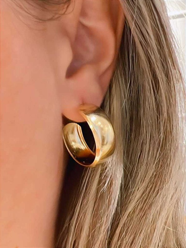 Brinco Argola Lisa Folheada a Ouro18K