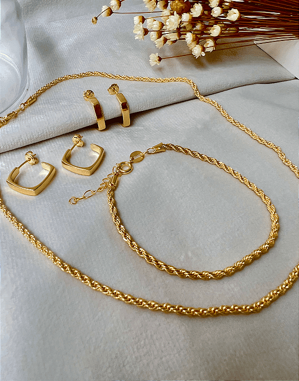 Colar Cordão Baiano Feminino Folheado a Ouro 18K