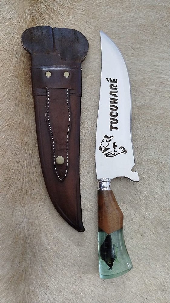 FACA ESTILO PICANHEIRA AÇO CIRÚRGICO "PESCARIA"