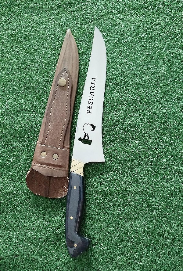 FACA ESTILO PICANHEIRA AÇO CIRÚRGICO "PESCARIA"