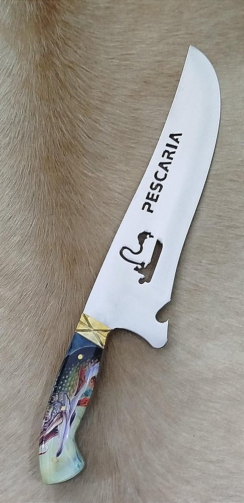 FACA ESTILO PICANHEIRA AÇO CIRÚRGICO "PESCARIA"