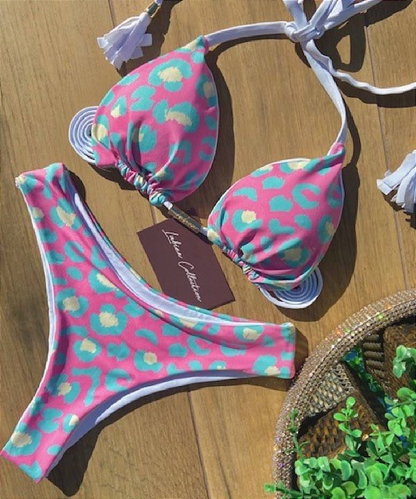 Biquíni Saint Tropez Animal Print Candy Colors Reversível