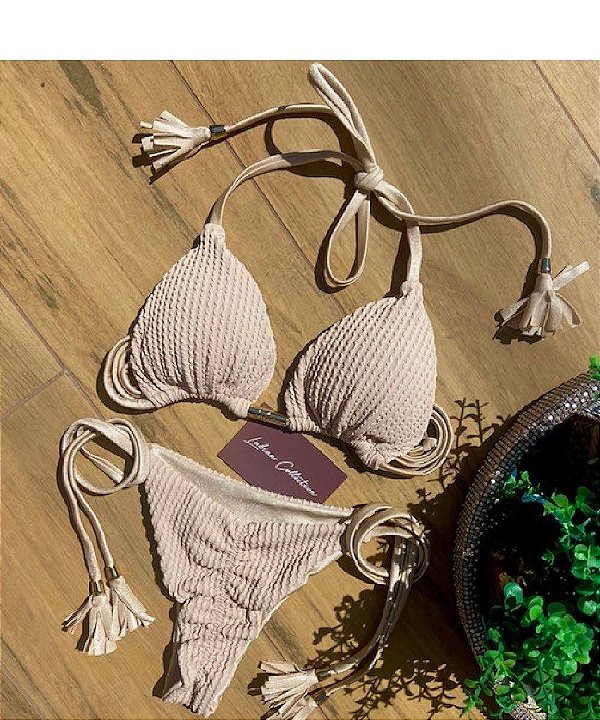 Biquíni Santorini Nude Texturizado Reversível e  Empina Bumbum