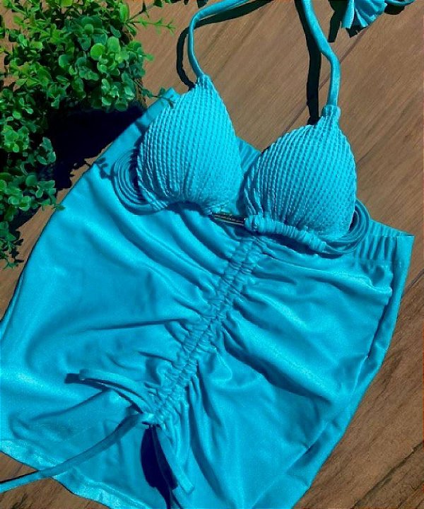 Mini Saia Azul Turquesa Gloss