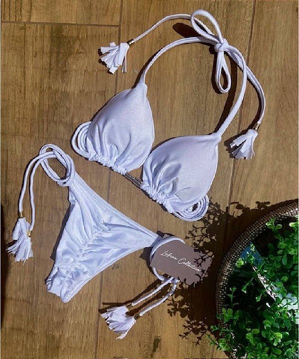 Biquíni Santorini Branco Perolado Luxury Collection Empina Bumbum