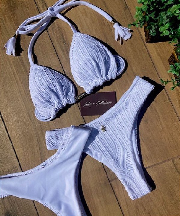 Biquíni Saint Tropez Renda Branco Handmade Collection