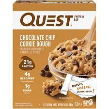 Quest Protein Bars, Low Sugar, High Protein, Chocolate Chip Cookie Dough, 4 Count
