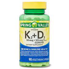 Spring Valley Vitamina K2 (90mcg) + D3 (125mcg) 90 Count Vegetarian Capsule