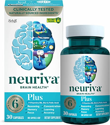 Suplemento cerebral NEURIVA Plus para memória, foco e concentração