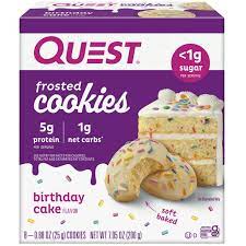 Quest Frosted Protein Cookies, Low Carb, Sem Glúten, Bolo de Aniversário, 8 unidades