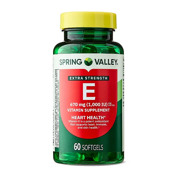 Vitamina E Spring Valley 1000 UI (670 mg) D-Alpha – 60 Softgels