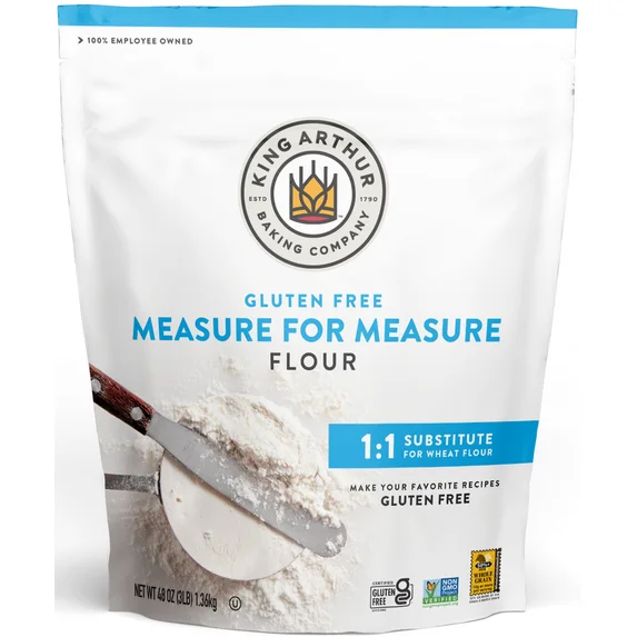 “Farinha Measure for Measure da King Arthur Baking Company, verificada pelo Projeto Non-GMO, certificada sem glúten