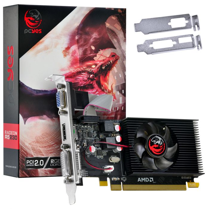 PLACA DE VIDEO AMD RADEON R5 230 2GB DDR3 64 BITS LOW PROFILE - PJ230R364