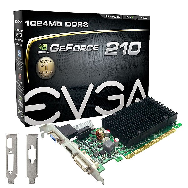 Placa de Vídeo Geforce GT 210 - 1GB - DDR3 - 64 Bits Low Profile EVGA 01G-P3-1313-KR
