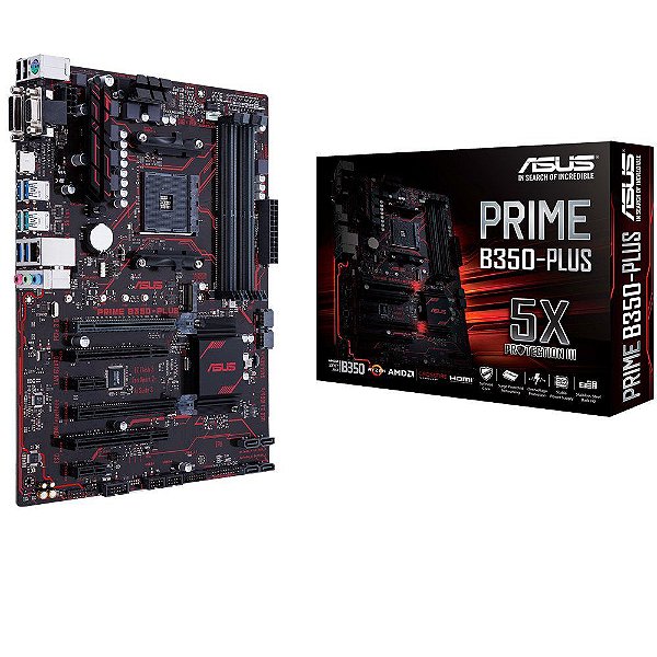 Placa Mãe ASUS PRIME B350-PLUS DDR4 P/ AMD Ryzen Socket AM4