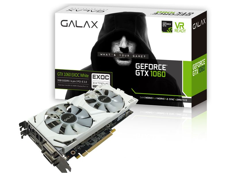Placa de Vídeo Geforce GTX 1060 EX OC White 3GB - GDDR5 - 192 Bits GALAX - 60NNH7DVM3NW
