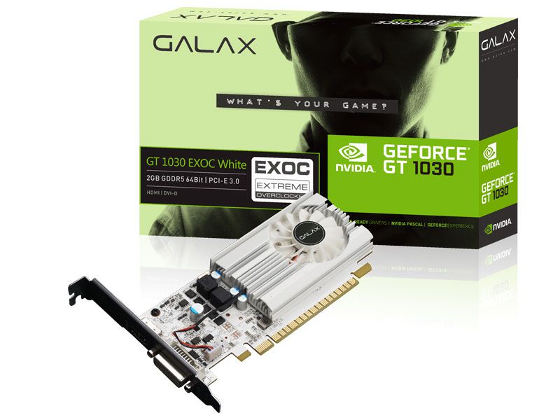 Placa de Vídeo Geforce GT 1030 EX OC 2GB DDR5 64 BIT GALAX 30NPH4HVQ5EW