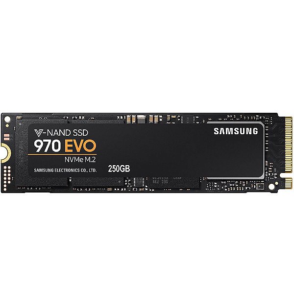SSD Samsung 970 EVO M.2 2280 250GB NVMe Leituras: 3400MB/s e Gravações: 1500MB/s - MZ-V7E250E