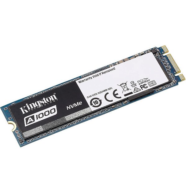 SSD Kingston A1000 M.2 2280 480GB PCIe NVMe Ger 3.0 x 2 Leituras: 1.500MB/s e Gravações: 900MB/s - SA1000M8/480G