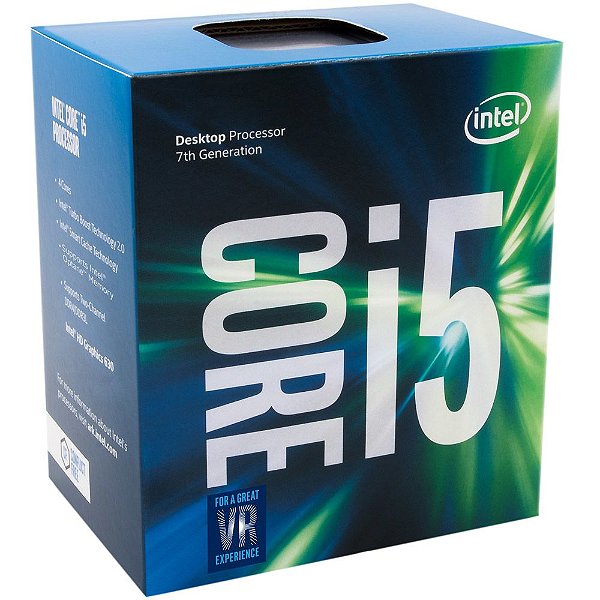 Processador Intel Core I5 Kabylake 7500 - 3.4 Ghz (3.8 GHZ TURBO MAX) C/ 6Mb Cache BOX LGA 1151 BX80677I57500