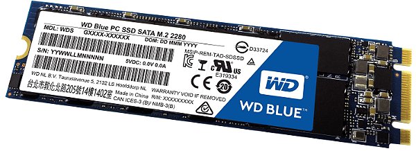 SSD Western Digital Blue M.2 2280 1TB Leituras: 560MB/s e Gravações: 530MB/s - WDS100T2B0B