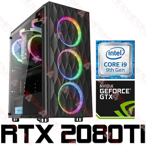 PC Gamer Intel Core i9 Coffee Lake 9900KF, 16GB DDR4, SSD 120GB, HD 1 Tera, GPU GEFORCE RTX 2080TI OC 11GB
