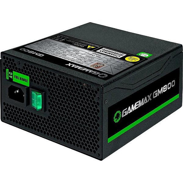 Fonte ATX 800 Watts Potência Real C/ PFC Ativo, Semi Modular,  Bivolt Automático GAMEMAX GM800 Black - 80% Plus Bronze