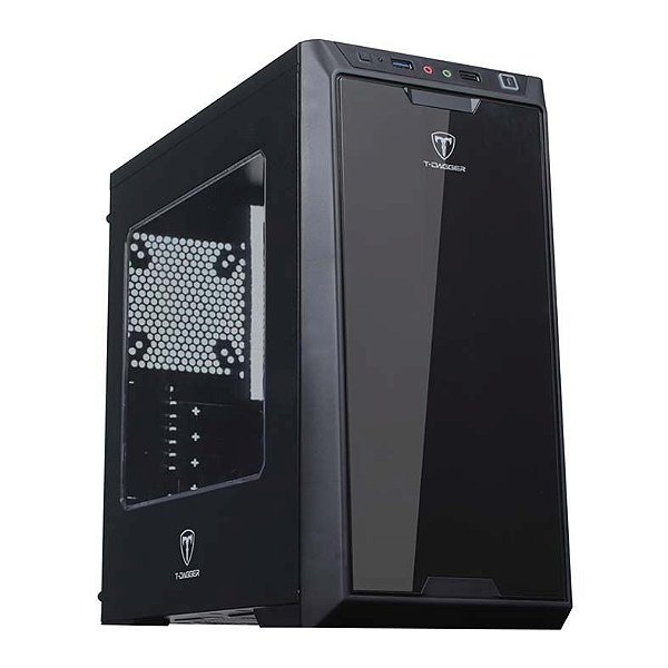 Gabinete Micro ATX Gamer C/ Tampa Lateral em Acrílico, USB 3.0 Frontal, T-DAGGER TEEMO BLACK - T-TGC100
