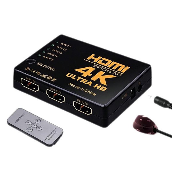 Switch HDMI 4k Ultra HD 5x1 com Controle