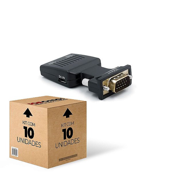 Kit 10 Conversores VGA x HDMI portátil com audio