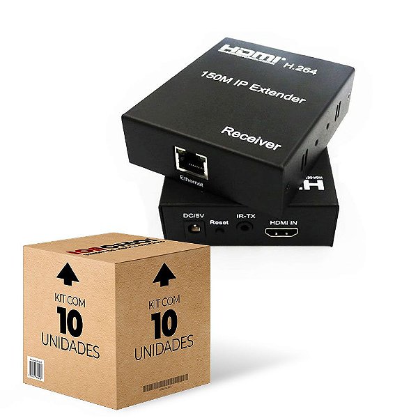 Kit com 10 HDMI Extender TX/RX - Extensor via Cabo de Rede até 150 metros