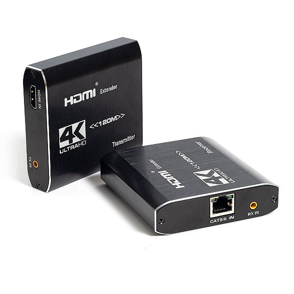 Extender HDMI TX RX 4K com IR 120 metros