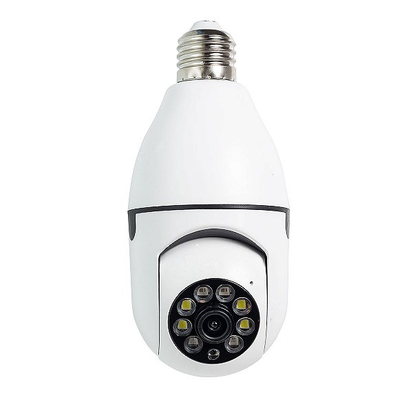 Câmera de Segurança IP 360° WIFI Lâmpada Espiã com Visão Noturna