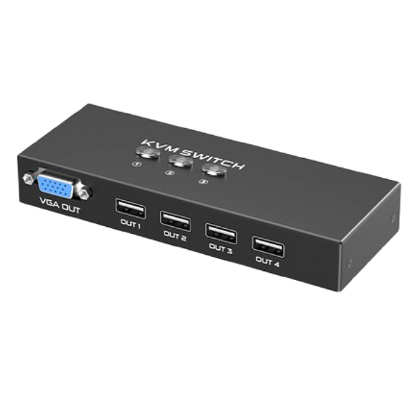 KVM VGA 3x1 com 4 portas USB e Controle Remoto