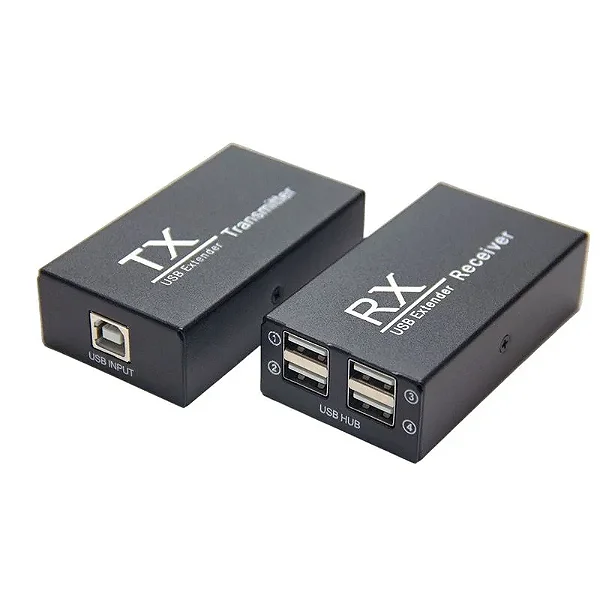 Extensor Hub 4 Portas USB Via Cabo de Rede CAT5/6 Até 100 M