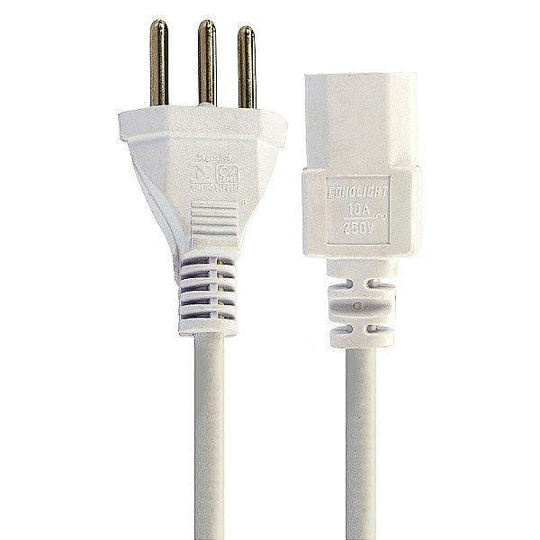 Cabo de Força Novo 10A Padrão Brasileiro 5 m Branco