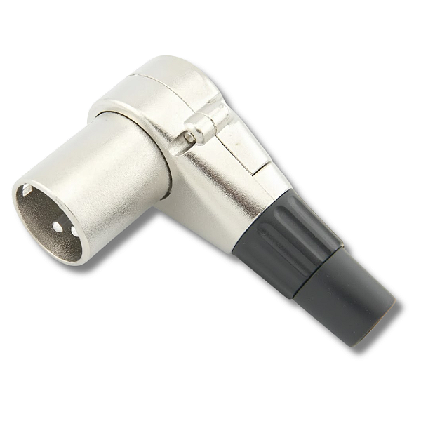 Conector XLR Macho 90 Graus Profissional Prata
