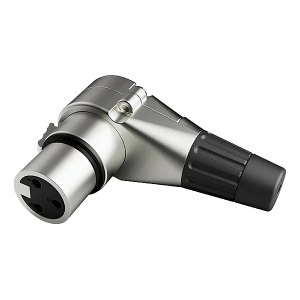Conector XLR Femea 90 Graus Profissional Prata