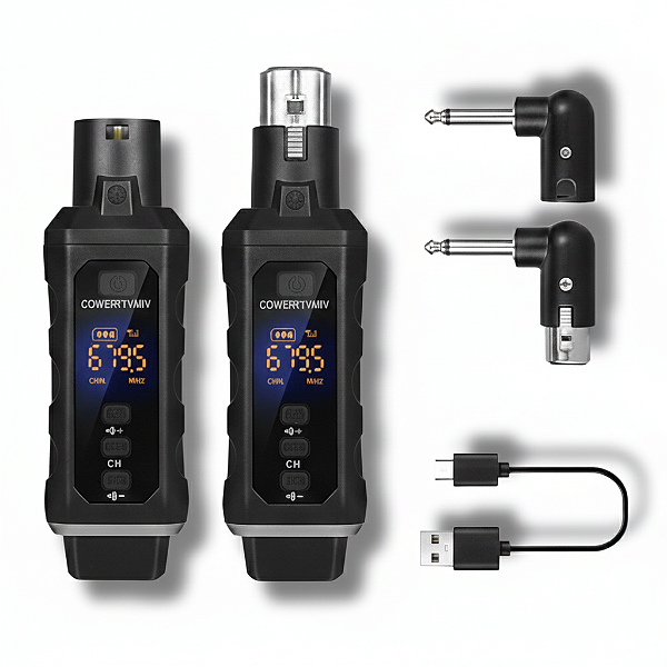 TX e RX (1 pra 1) sem Fio XLR P10 Microfone e Guitarra