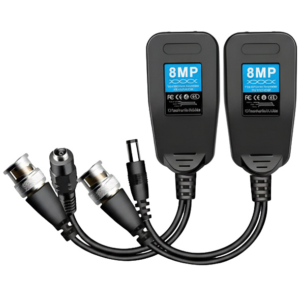 Power Balun 8MP Vídeo e Alimentação via Cabo UTP