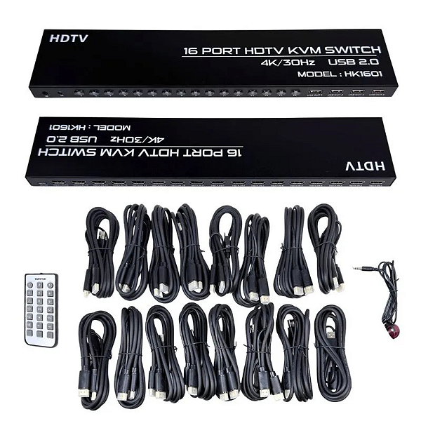 Switch KVM HDMI 4K 16 Portas USB IR