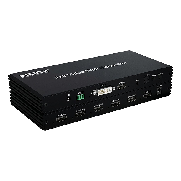 Controlador Video Wall HDMI 2x3 6 Telas 1080p