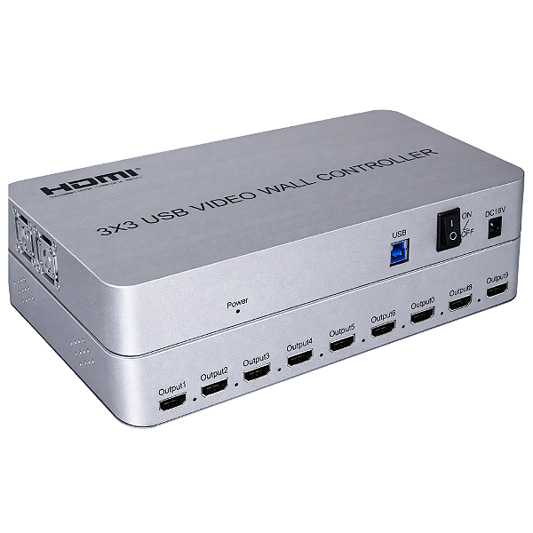 Controlador Video Wall 3x3 HDMI 4K 9 Telas com USB
