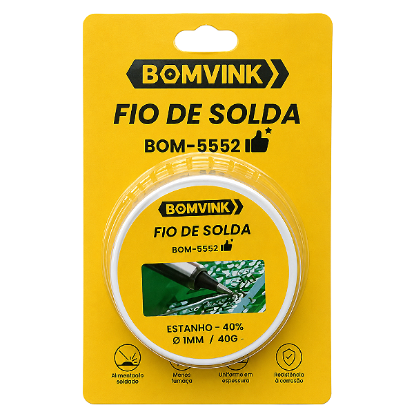 Fio de Solda Estanho 1mm 40g Bomvink