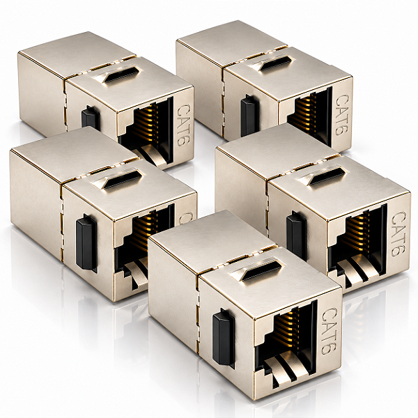 Kit com 5 peças Keystone RJ45 Cat6 Blindado