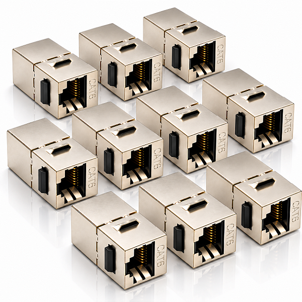 Kit com 10 peças Keystone RJ45 Cat6 Blindado