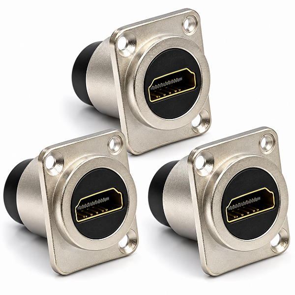 Kit com 3 peças Keystone HDMI Metálico Femea x Femea