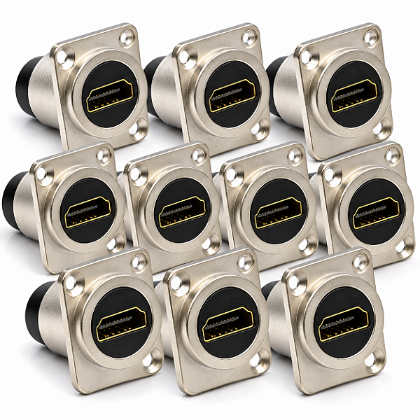 Kit com 10 peças Keystone HDMI Metálico Femea x Femea