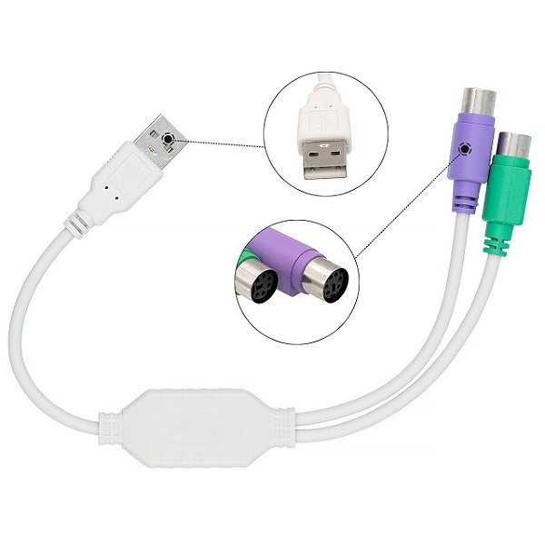 Adaptador USB-PS2 Teclado e Mouse - Ion Cabos